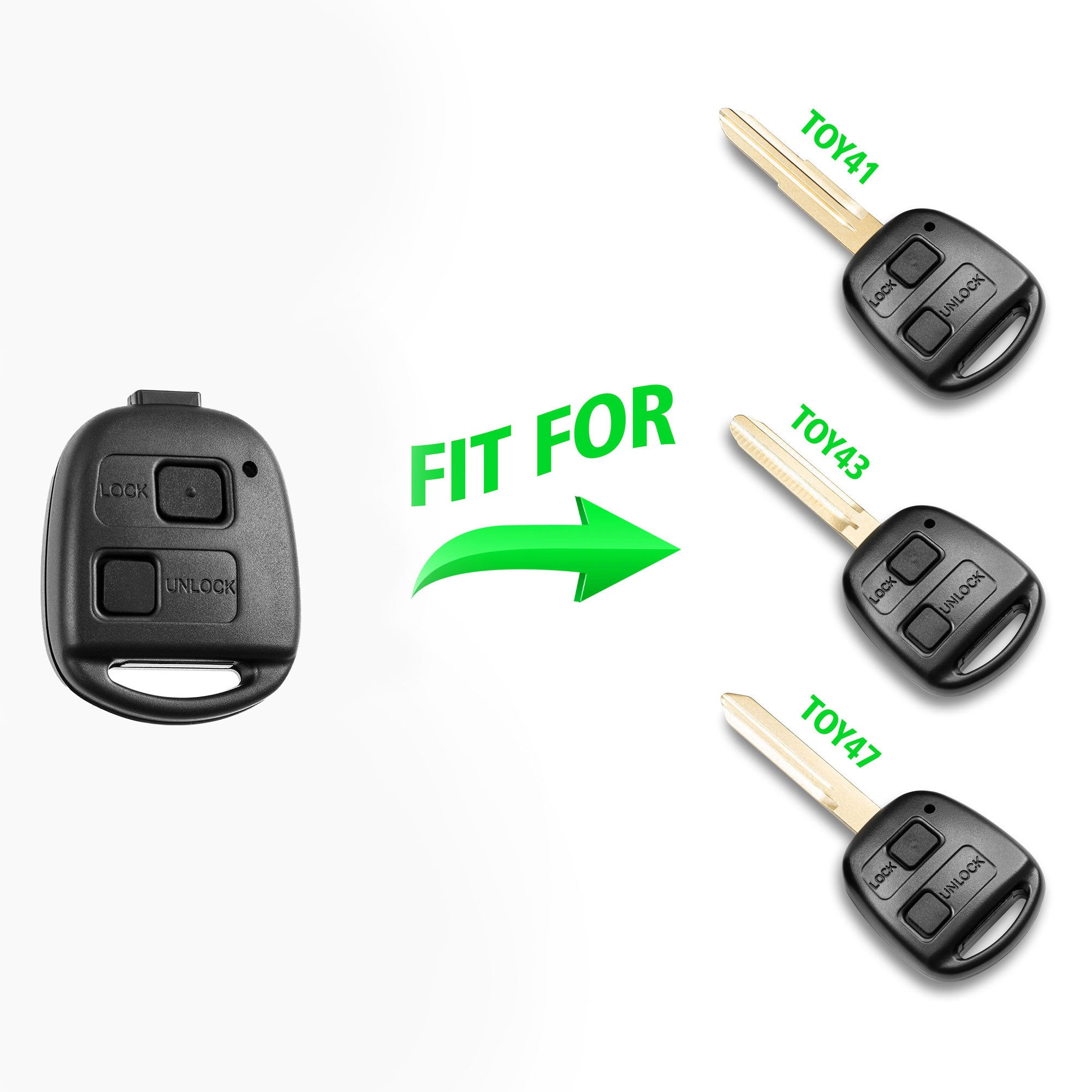 Toyota-Schlüsselabdeckung – 2 Tasten, bartlose Version