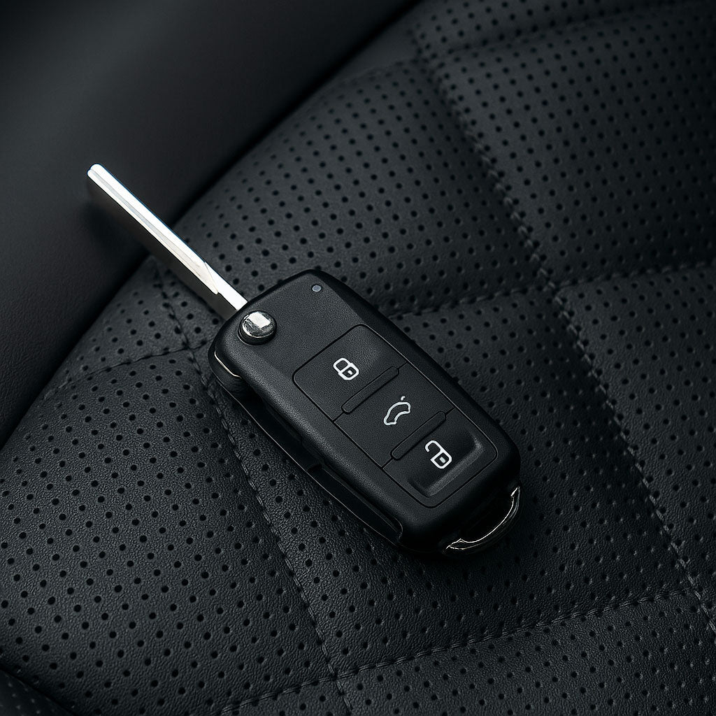 Schlüsselhülle für Volkswagen / Skoda / Seat – 3 LED-Tasten oben | zweiteilige, faltbare Hülle