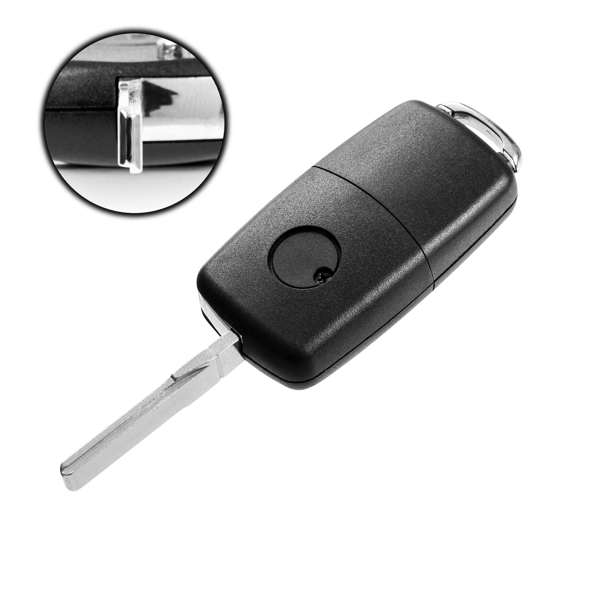 Schlüsselhülle für Volkswagen/Skoda/Seat – 2 Tasten | mit Schlüsselbart | LED in der Mitte