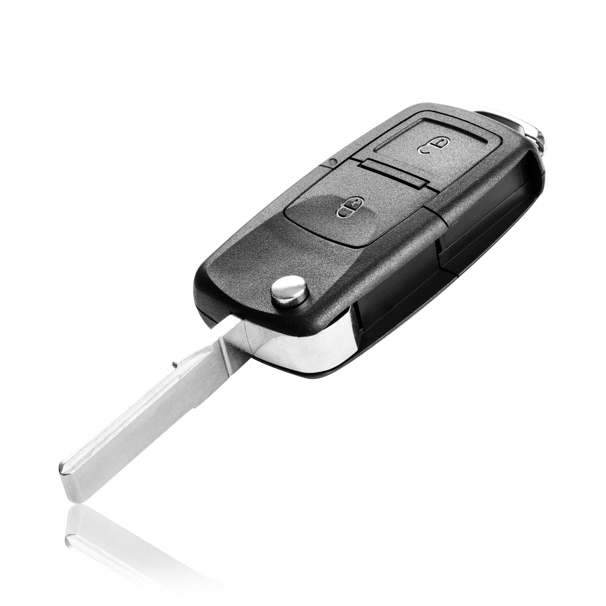 Schlüsselhülle für Volkswagen/Skoda/Seat – 2 Tasten | mit Schlüsselbart | LED in der Mitte