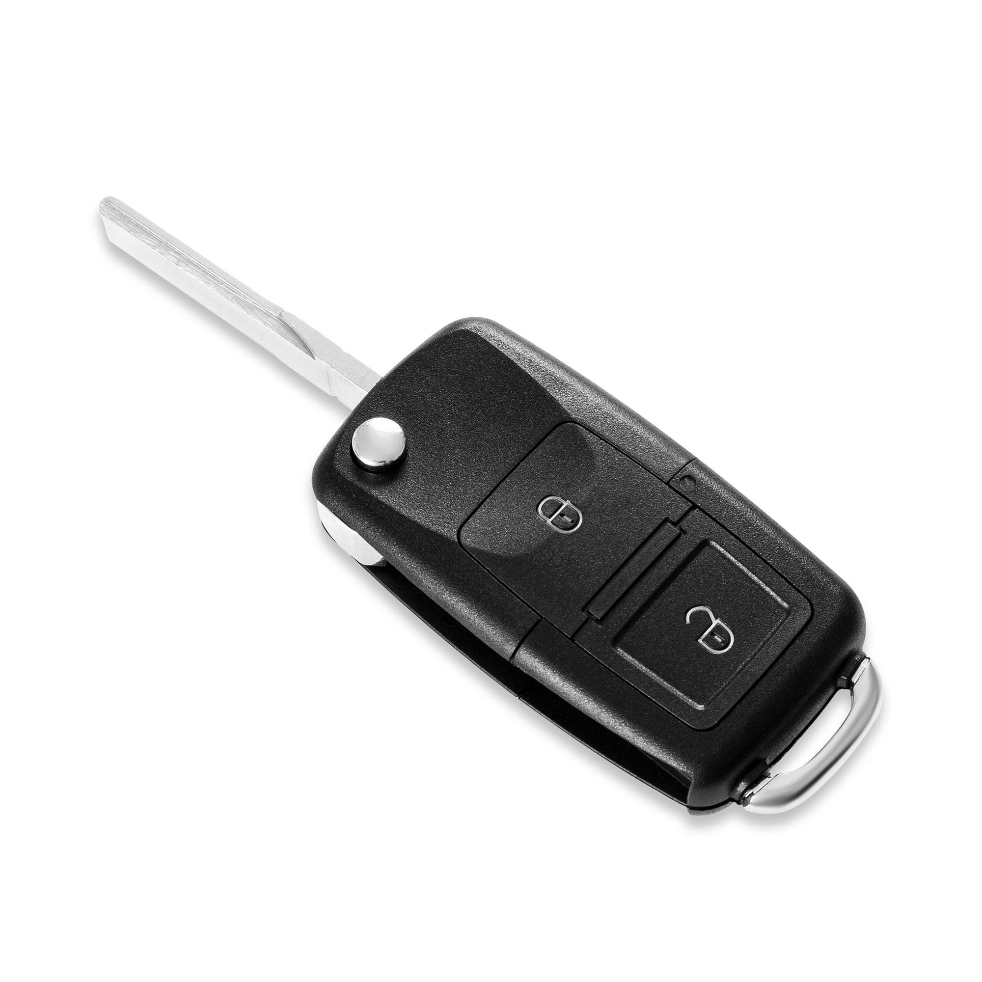 Schlüsselhülle für Volkswagen/Skoda/Seat – 2 Tasten | mit Schlüsselbart | LED in der Mitte