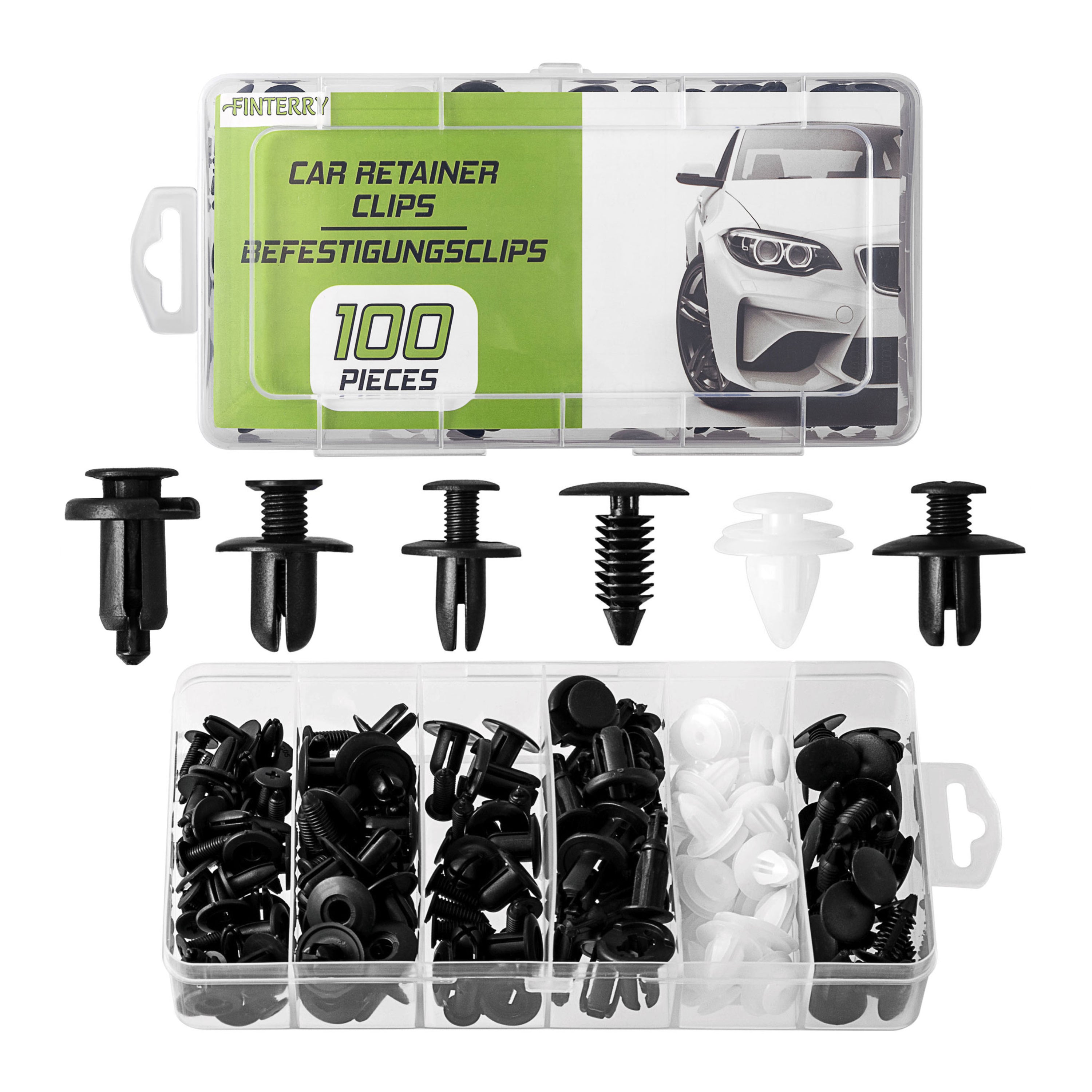 Klipsy mocujące do samochodu – zestaw 100 sztuk