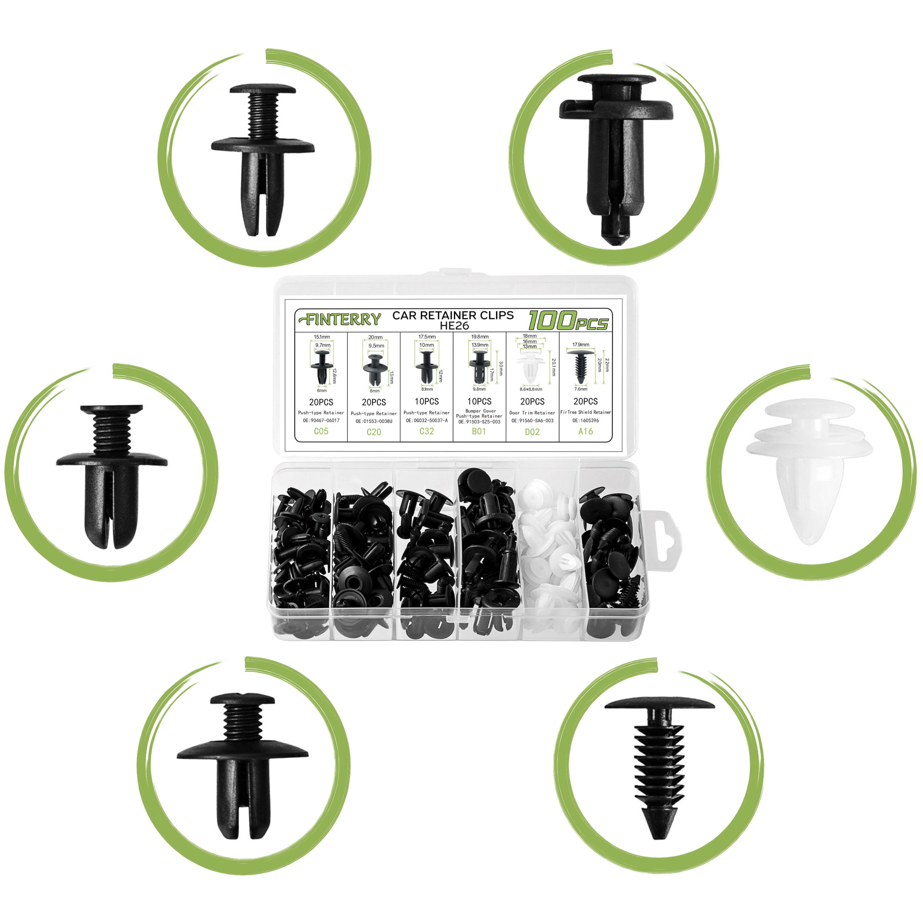 Car mounting clips - set of 100