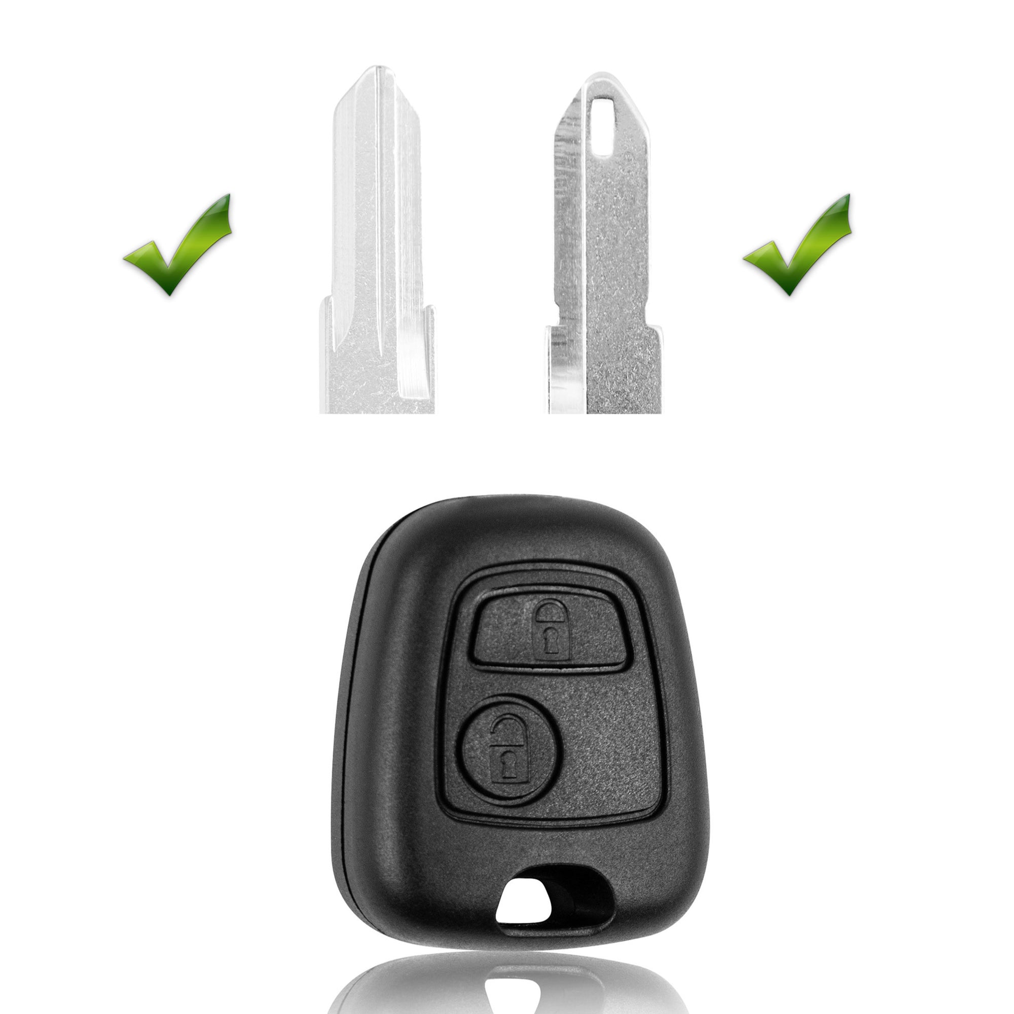 Peugeot / Citroën / Toyota key cover – 2 buttons, bladeless version | hole 9.5 × 2.5 mm