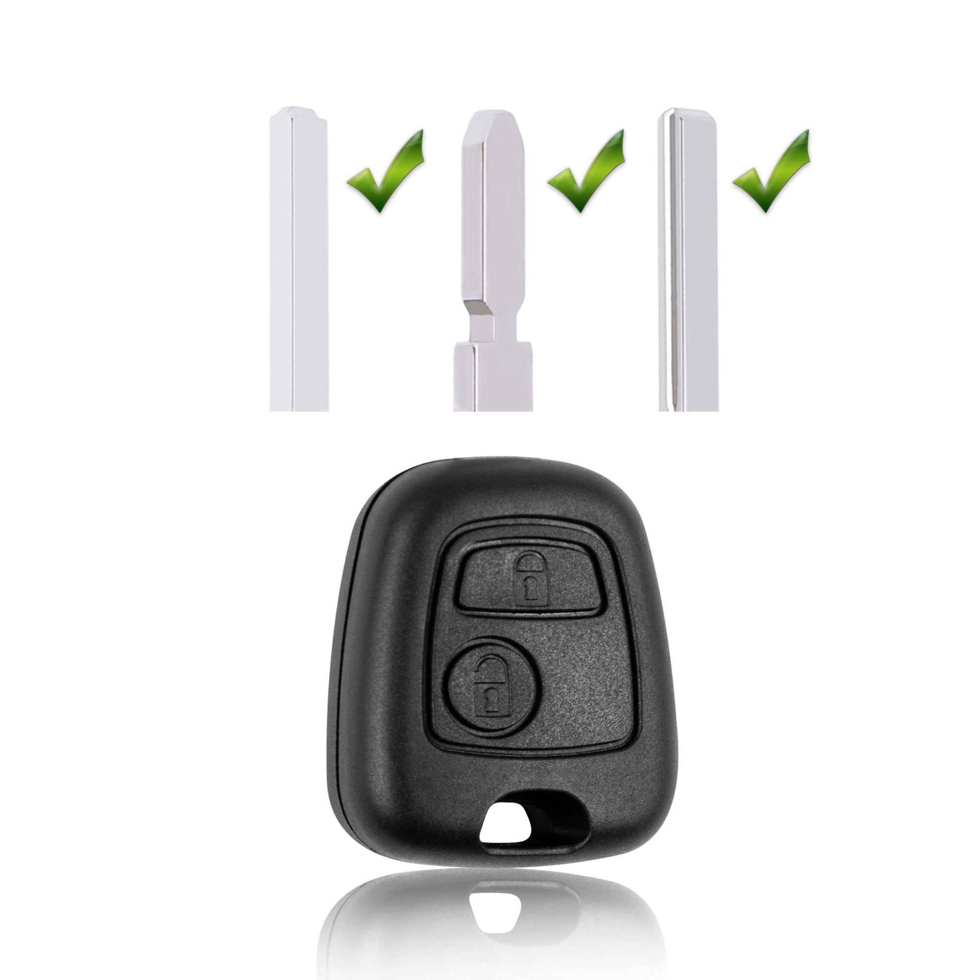 Peugeot / Citroën / Toyota key cover – 2 buttons, bladeless version | hole 8.2 × 3 mm