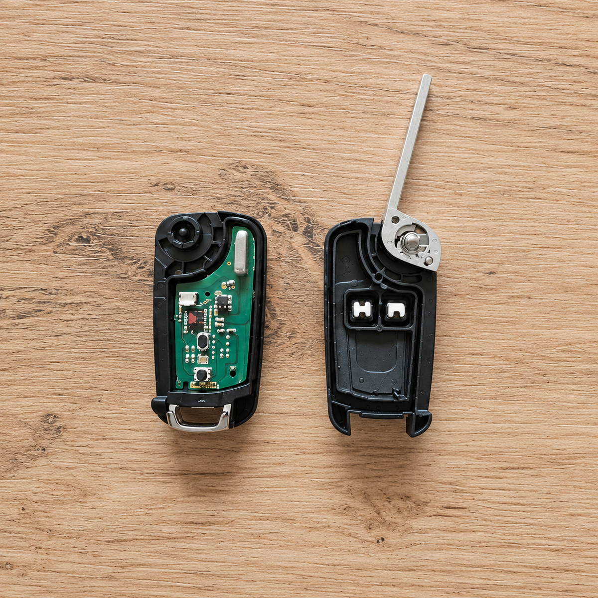 Otwarta obudowa kluczyka z elektroniką do przełożenia