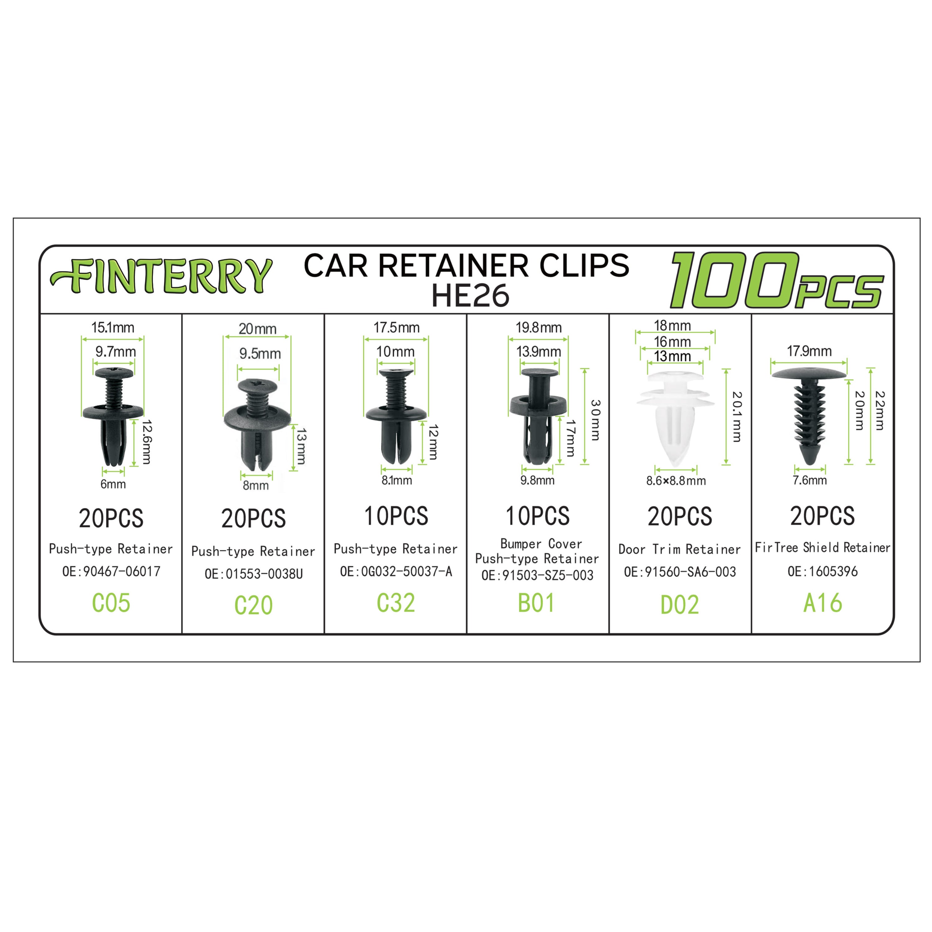 Klipsy mocujące do samochodu – zestaw 100 sztuk